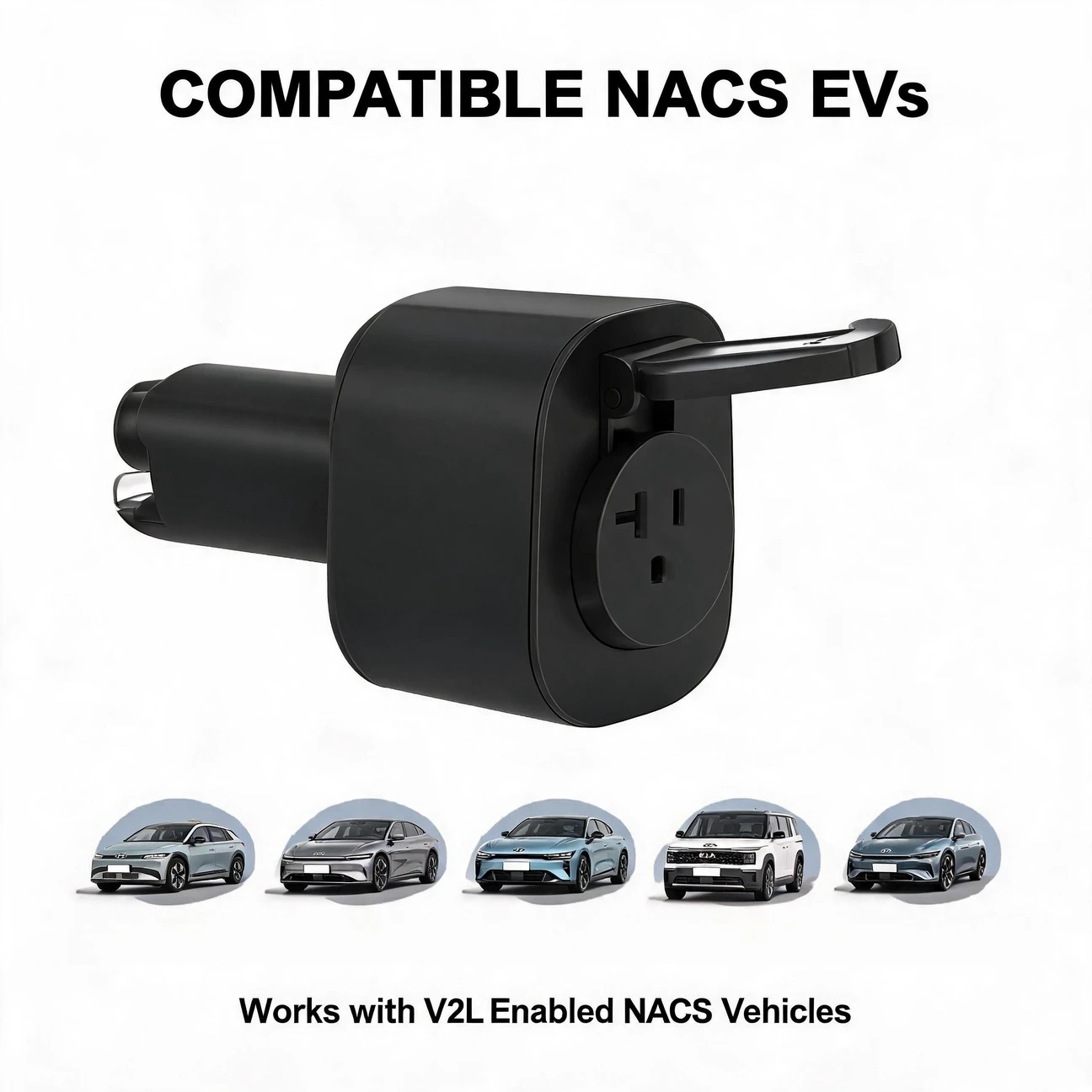 NACS V2L Adapter Outdoor Courtyard Camping Trip BBQ for 2025+ Genesis GV60 2025+ Hyundai Ioniq 5 6 9 2026+ Kia EV3 5 6 9