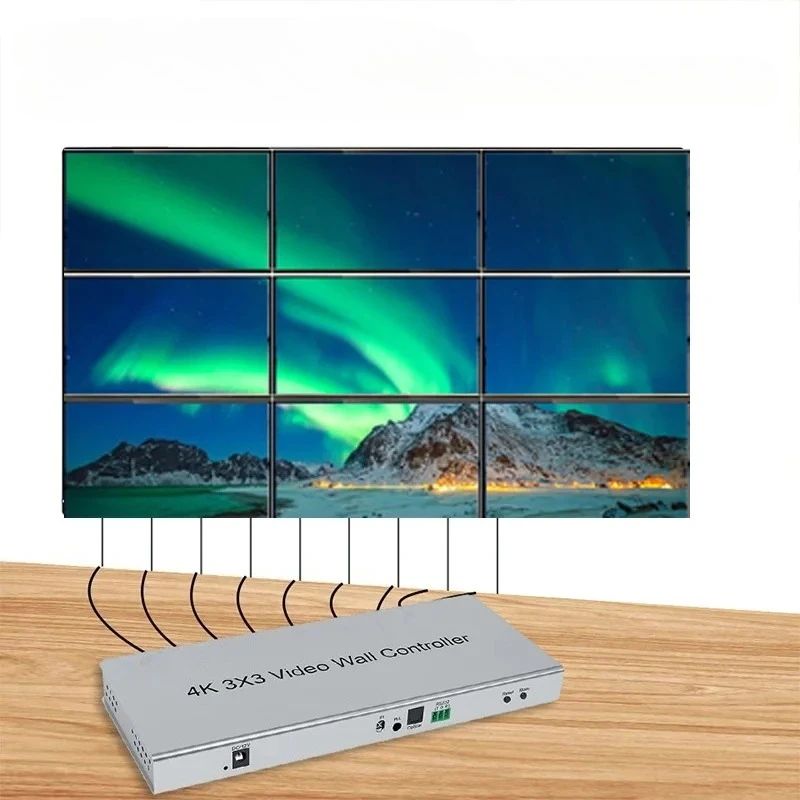 4K Video Wall Controller 3x3 HDTV TV Splicing Box  With1 Input 9 Outputs Processor Screen HD TV Stitching Processor With RS232