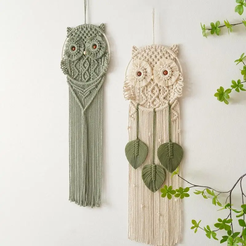 

Owls Macrame Woven Wall Hanging Dreamcatchers Bohemian Tapestry Wall Art Decor For Apartment Dorm Room Decoration