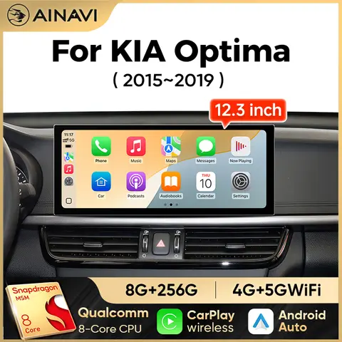 Ainavi 12.3 인치 자동차 라디오 KIA Optima K5 2016 2017 2018 2019 2015 무선 Carplay 안드로이드 자동 4G 차량용 멀티미디어 플레이어 din