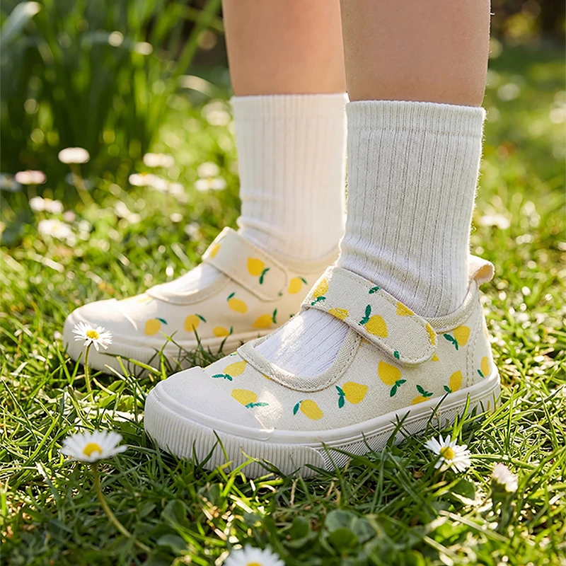 Girls Canvas Sneakers Heart Print Casual Sports Shoes Spring Anti-Kick Breathable Shoes Valentine's Day Gift