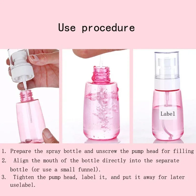 5PCS 30/60/100ml Portable Mini Plastic Sprayer Bottles Travel Size Reusable Fine Mist Spray Containers for Alcohol Water Perfume