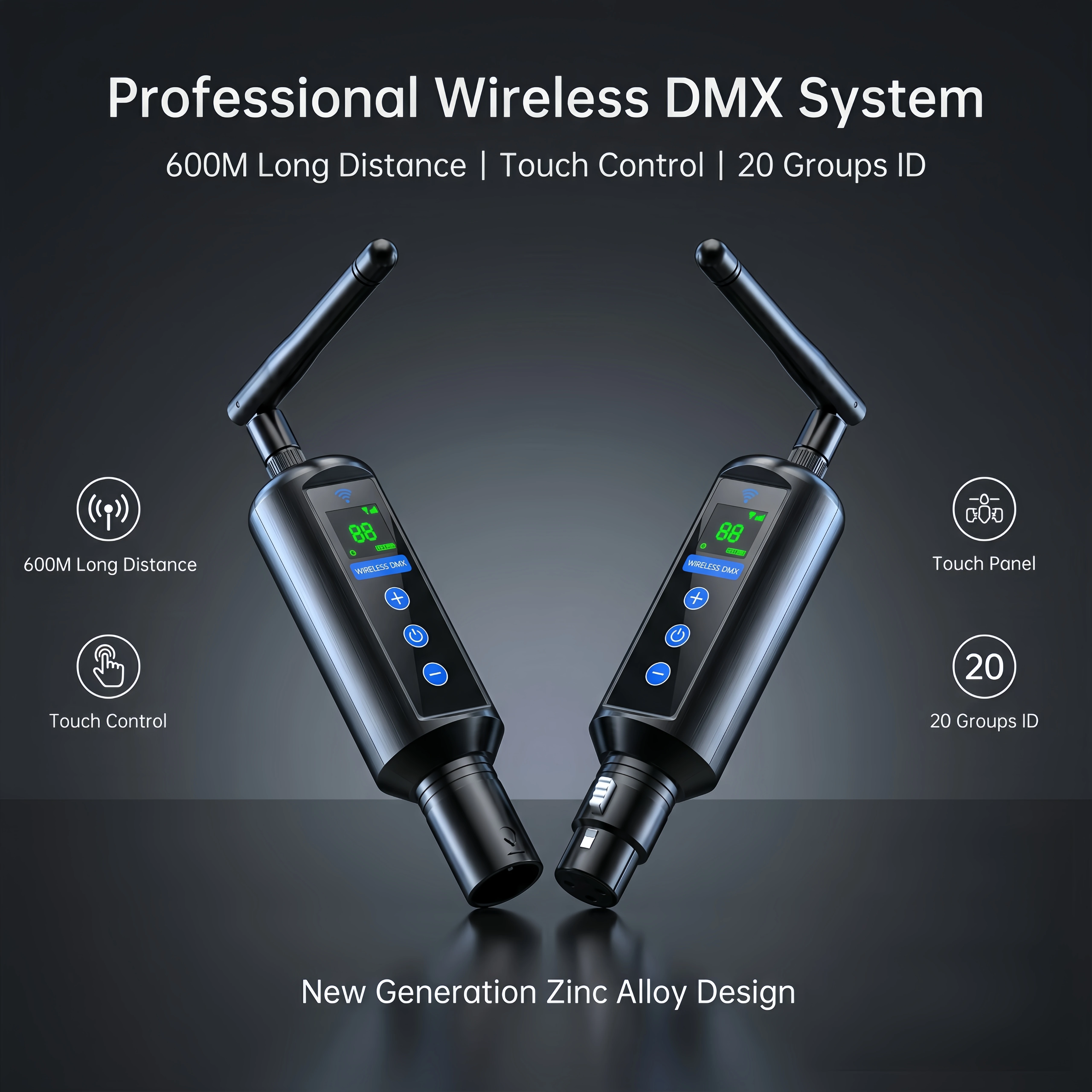 Super Wireless DMX Controller Dfi DJ 2.4G Receivers & Transmitter Lighting Contro, Adapter, for LED Stage Disco