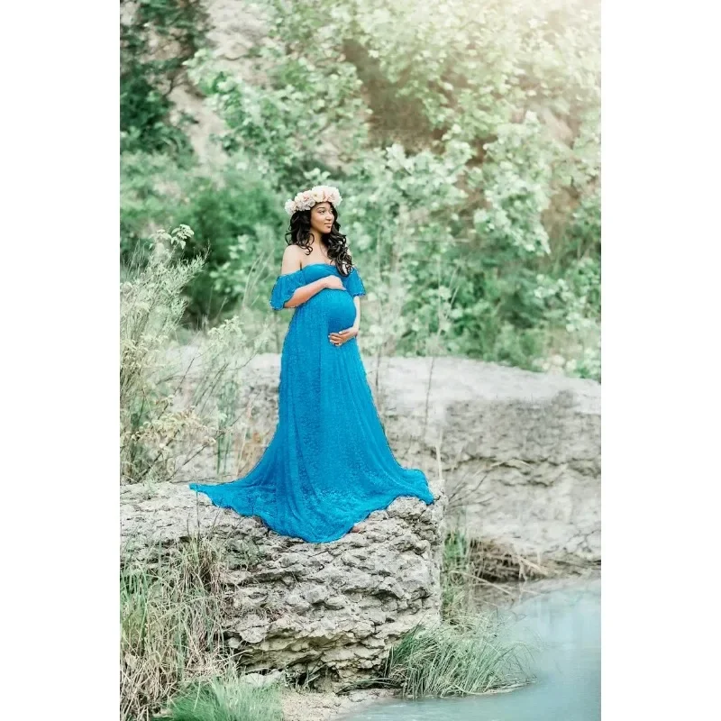 Schießen Spitze Schwangere Frauen Schwanz Kurzarm Mutterschaft Fotografie Requisiten Schießen Zubehör Kleid für Foto