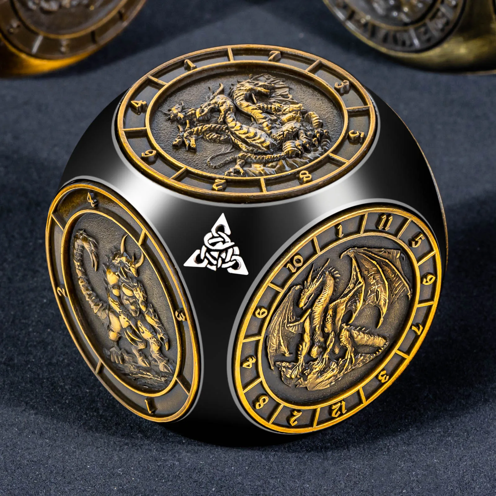 نرد دوار 7 في 1 للزنزانات والتنين، مجموعة نردات معدنية متعددة السطوح ثلاثية الأبعاد مع صندوق، نرد D&D للعب الأدوار RPG #1