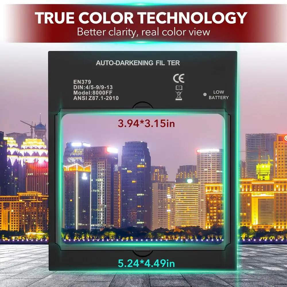 Lashelm True Color 4-sensor Automatisch verduisterend zichtmasker ANSI EN379 Grote brede weergave 3,94 