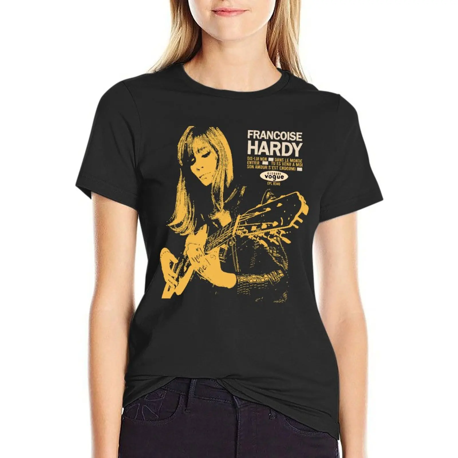 

Guitar Girl Retro Hardys T-Shirt blacks korean fashion Top Women