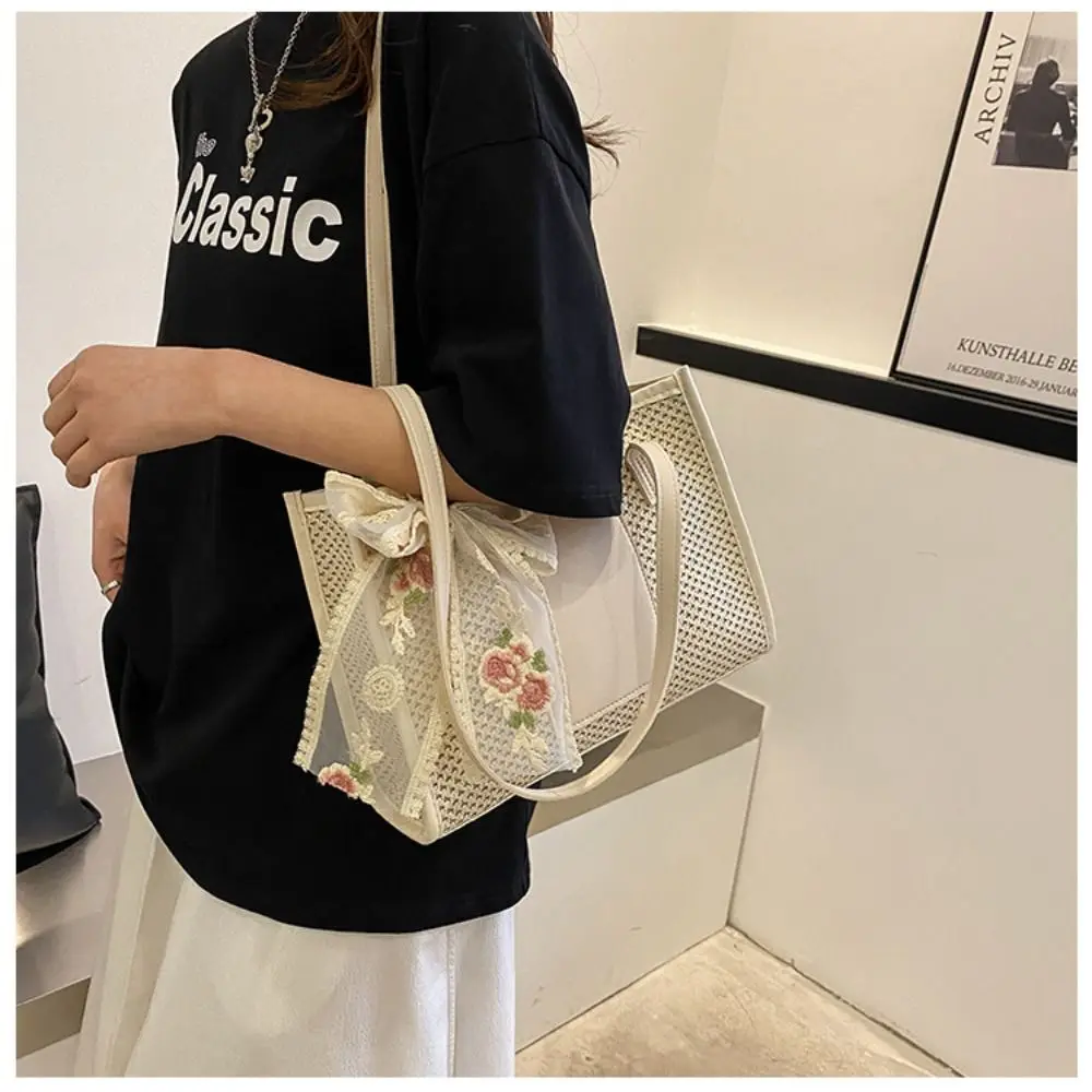 Shoulder Handheld Vine Tote Bag New Travel Basket Handwoven Bag Women Beach Bag Straw Straw Woven Bag Women\'s