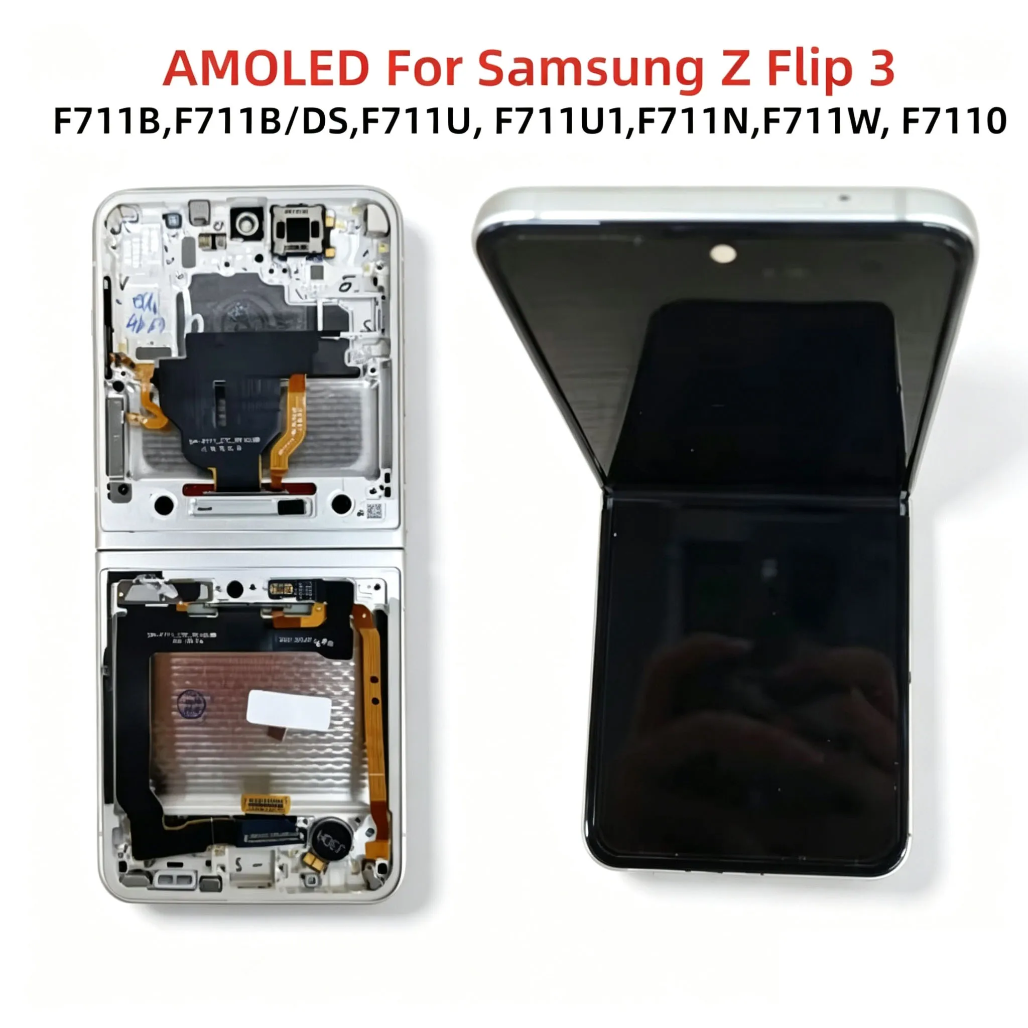 AMOLED Screen Assembly for Samsung Z Flip 3 5G 120Hz Fits SM-F7110 F711U Replacement With Frame