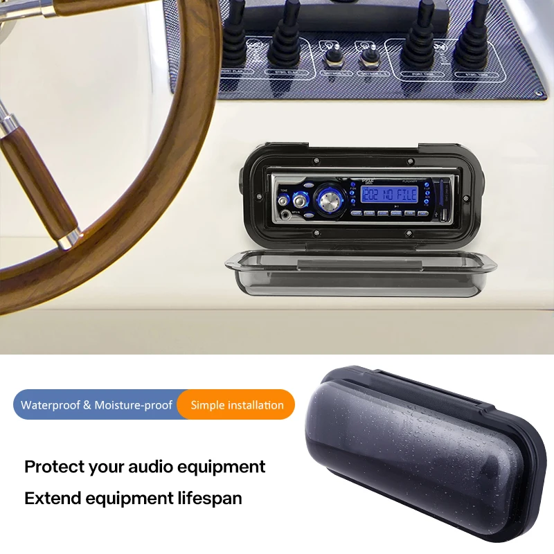 Universal Marine Waterproof Stereo Cover Boat Radio Housing Flip-Up ABS Faceplate Protector for Most Head Units view 3