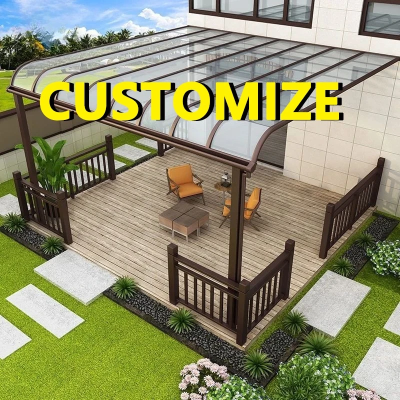 

Any Size Custom Sturdy Aluminum Alloy Outdoor Canopy Typhoon Proof Polycarbonate Roof Patio Balcony UV Resistant Rainproof Cover