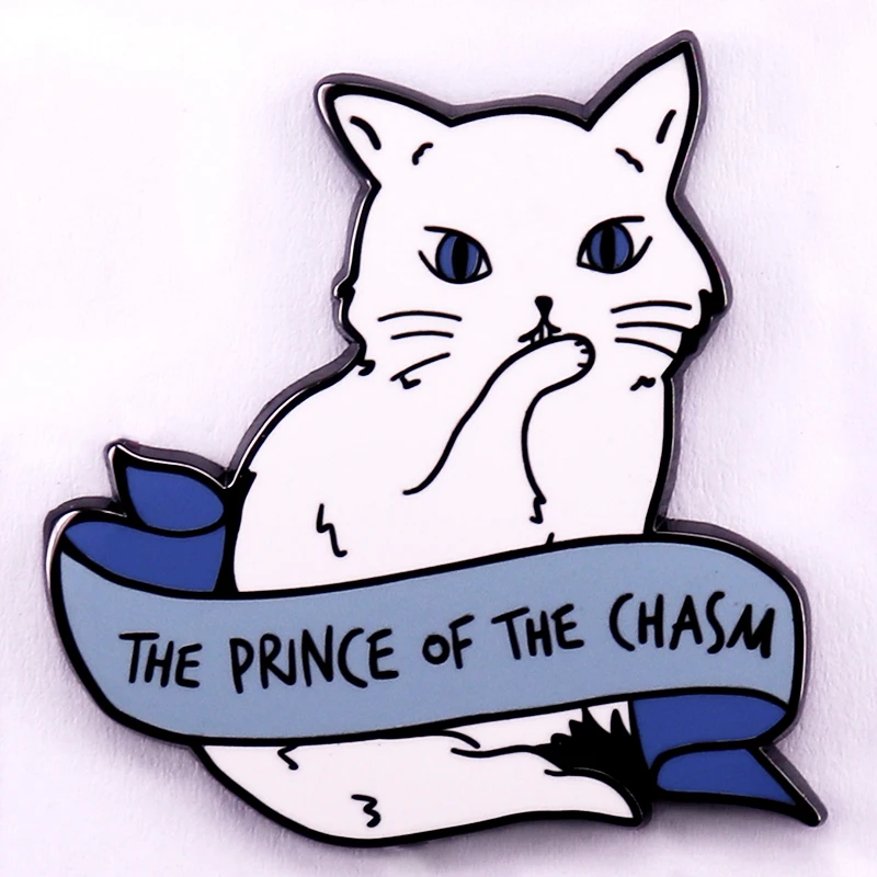 Cute White Cat Badge Prince of The Chasm Enamel Pin Sarah J. Maas Fans Gifts Decorate