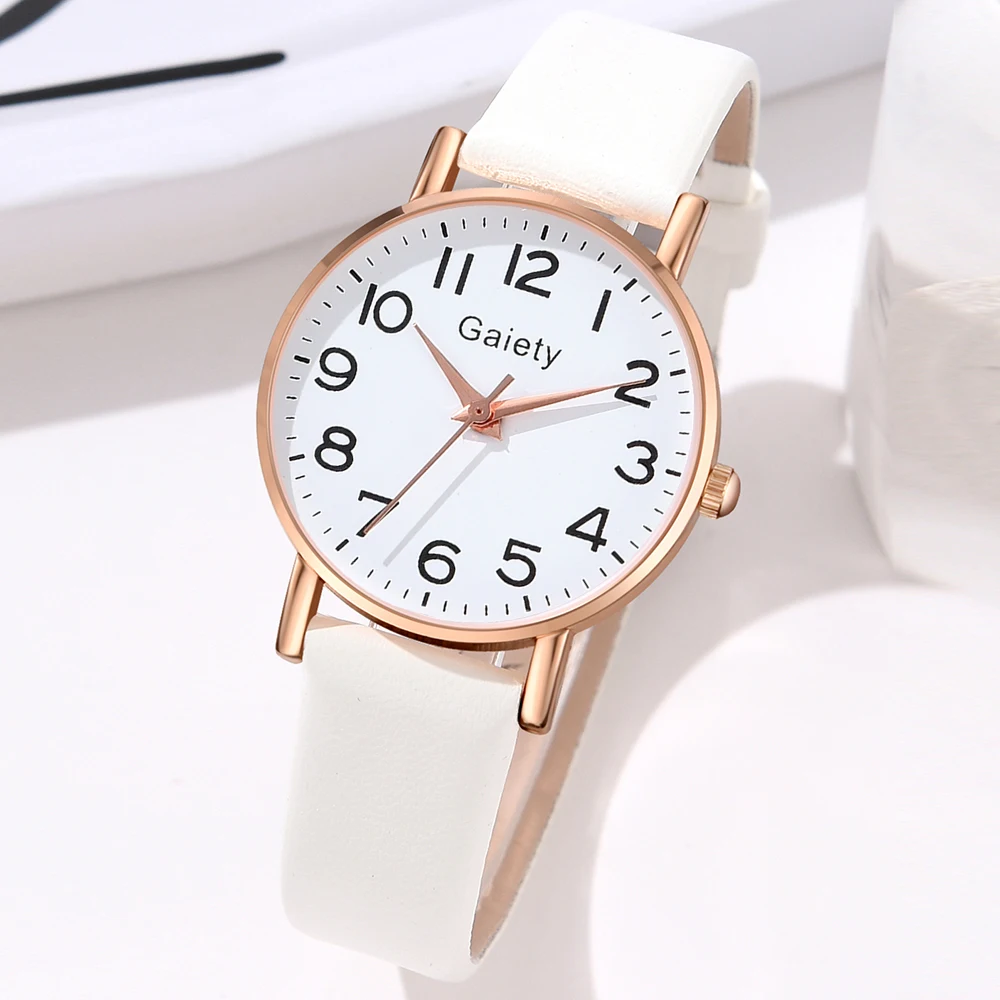 GAIETY Couple Minimalist Style Arabic Numerals White Dial Watch Casual Fashion Quartz Watch Is The Perfect Gift For Her(No Box)