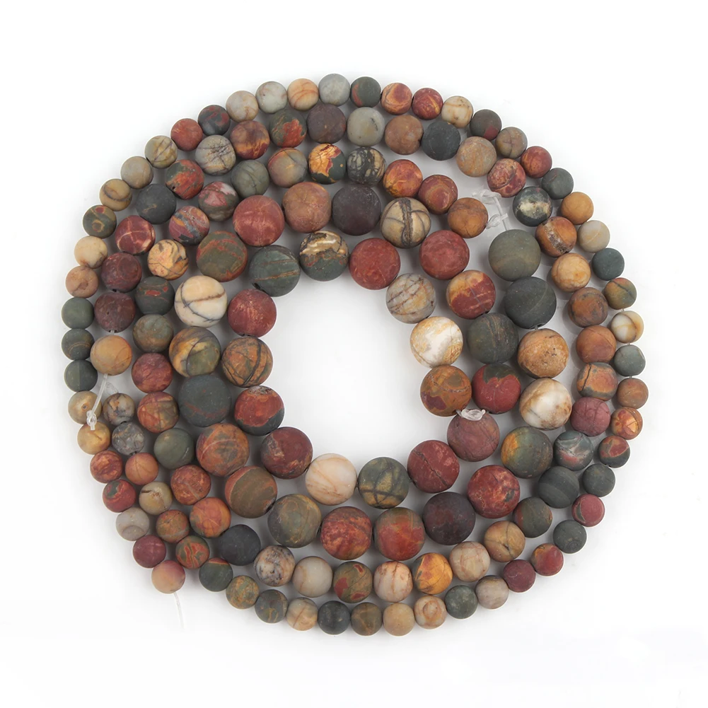 Natural Stone Dull Polish Matte Picasso Jasper Round Spacer Beads For Jewelry Making Diy Bracelet Necklace 4/6/8/10mm 15 Inches