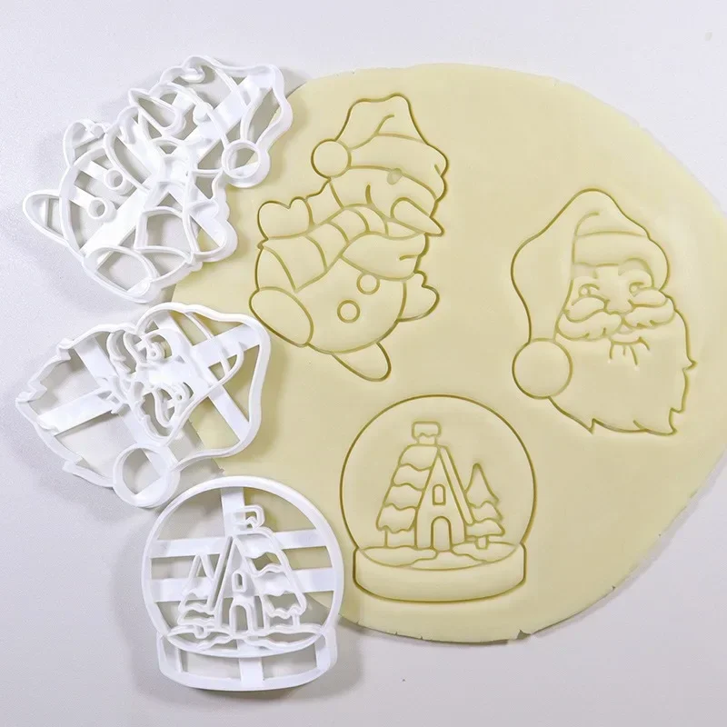 Christmas Cookie Cutter Gingerbread Man Santa Claus Mold Stamp Kids Christmas Party Embosser Biscuit Mould Baking Decor Supplies