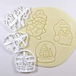 Christmas Cookie Cutter Gingerbread Man Santa Claus Mold Stamp Kids Christmas Party Embosser Biscuit Mould Baking Decor Supplies