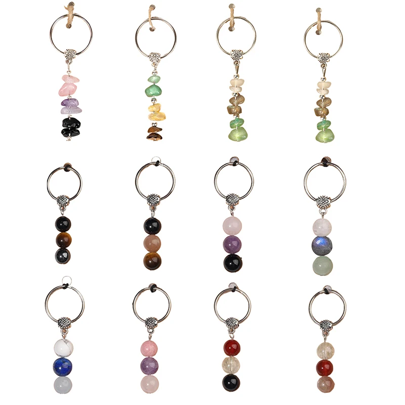 بلورات طبيعية المفاتيح هدية للمبتدئين الجديدة أحجار الشفاء الصغيرة المفاتيح لتخفيف القلق بلورات شفاء #4