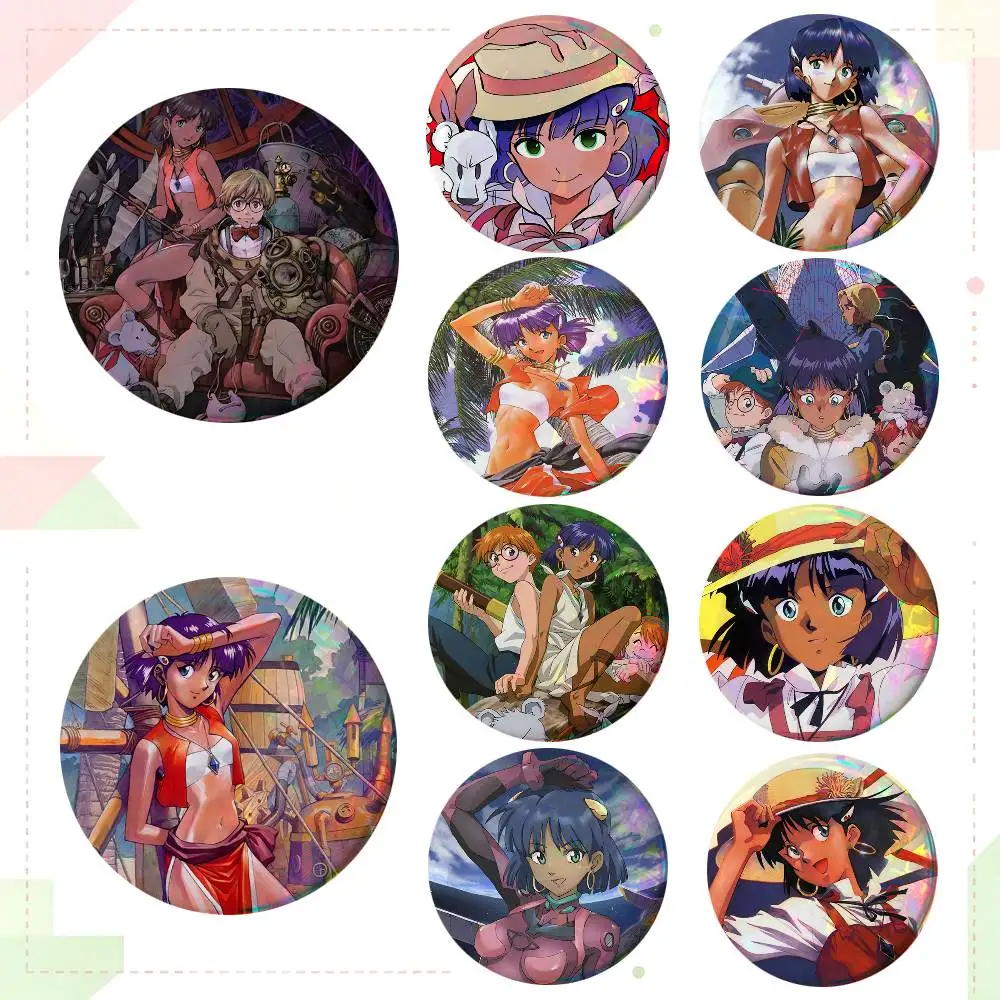 Cartoon Anime Nadia The Secret Of Blue Water Round Badge Creative Brooch Clothing Backpack Accessories Lapel Pin
