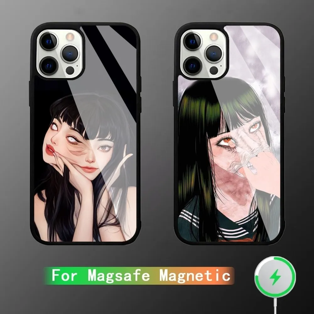 

Tomie Junji Ito Phone Case For Magesafe Magnetic Wireless Charge Case For iPhone 11,12,13,14,15,Pro Max Plus Mini