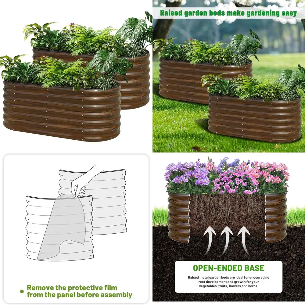 

Большие оцинкованные стальные приподнятые грядки (2 шт., 4x2x2 фута), идеально подходят для выращивания овощей, цветов и фруктов на открытом воздухе