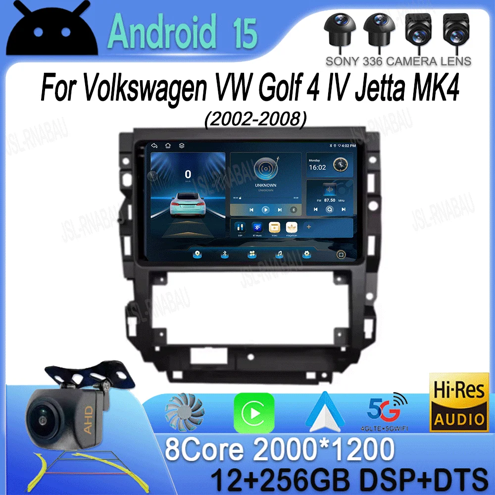 

Автомобильный радиоприемник Android 15 для Volkswagen VW Golf 4 IV Jetta MK4, классический мультимедийный плеер Carplay GPS, авто стерео DSP