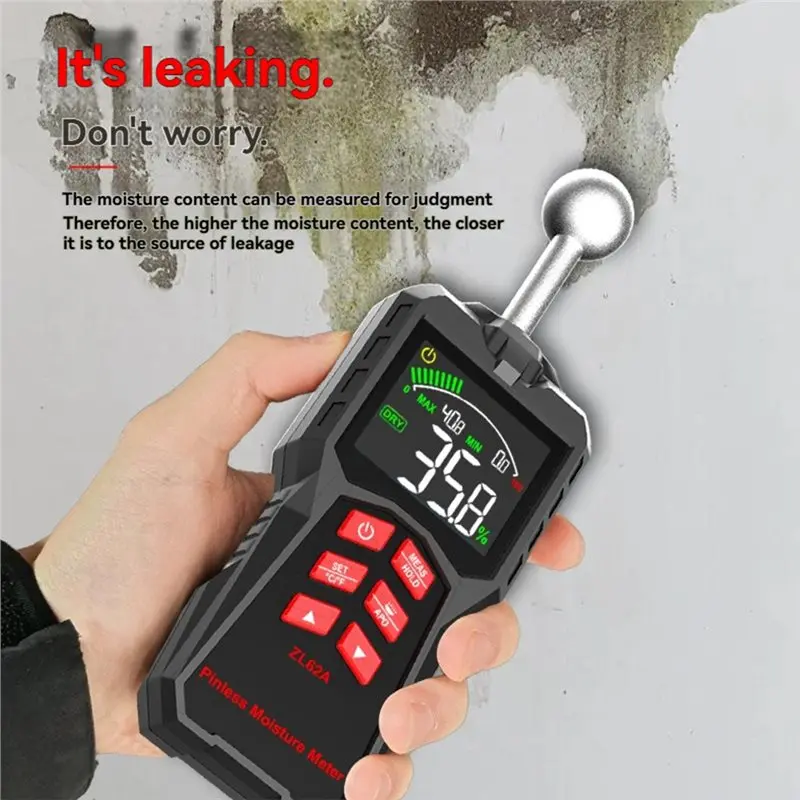 Hot Trend-LCD Display Pinless Moisture Meter Digital Hygrometer Wood Wall Building Material Moisture Detector With Alarms