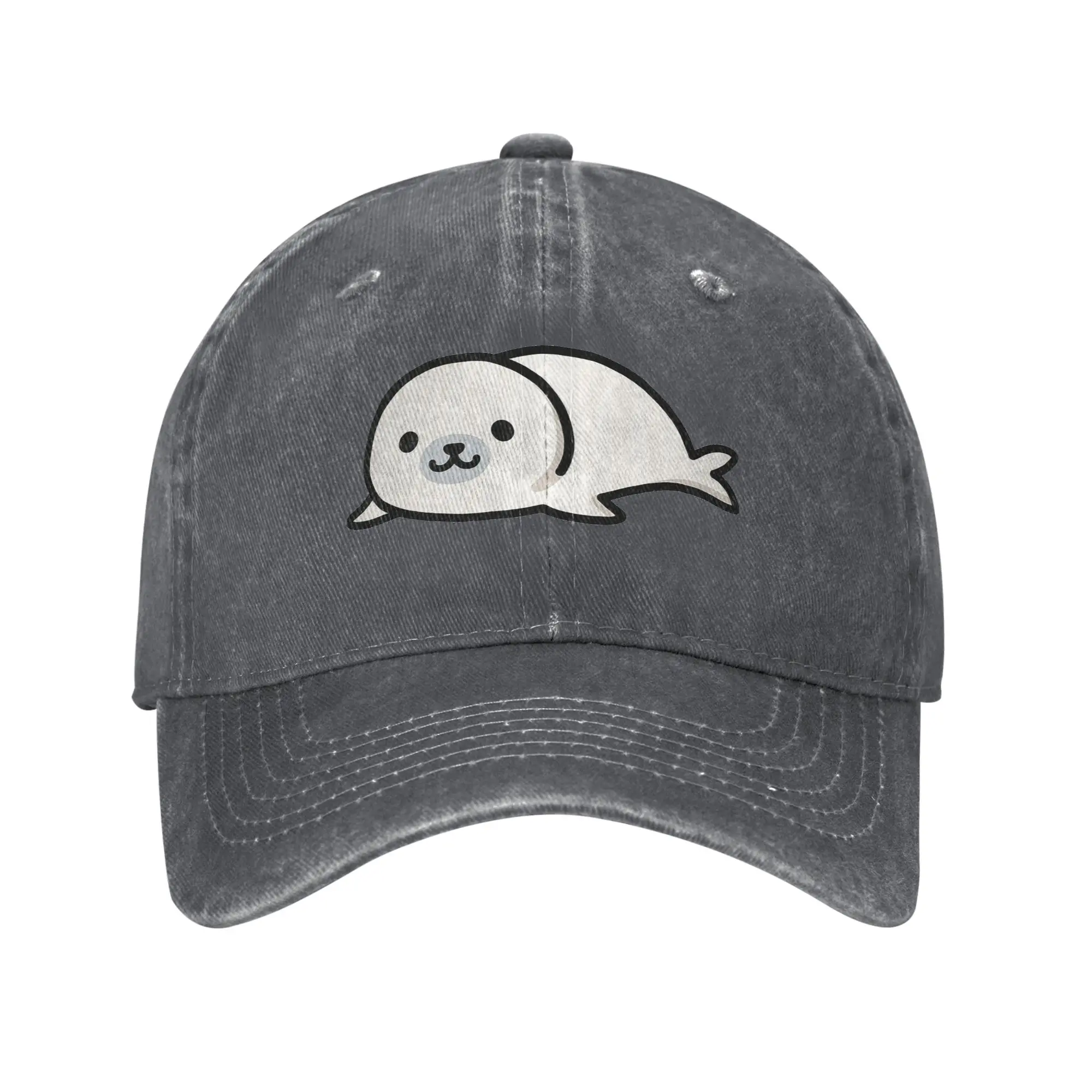 Seal Denim Fabric Cap Casual Baseball Caps Adjustable Hat Summer Unisex Baseball Hats