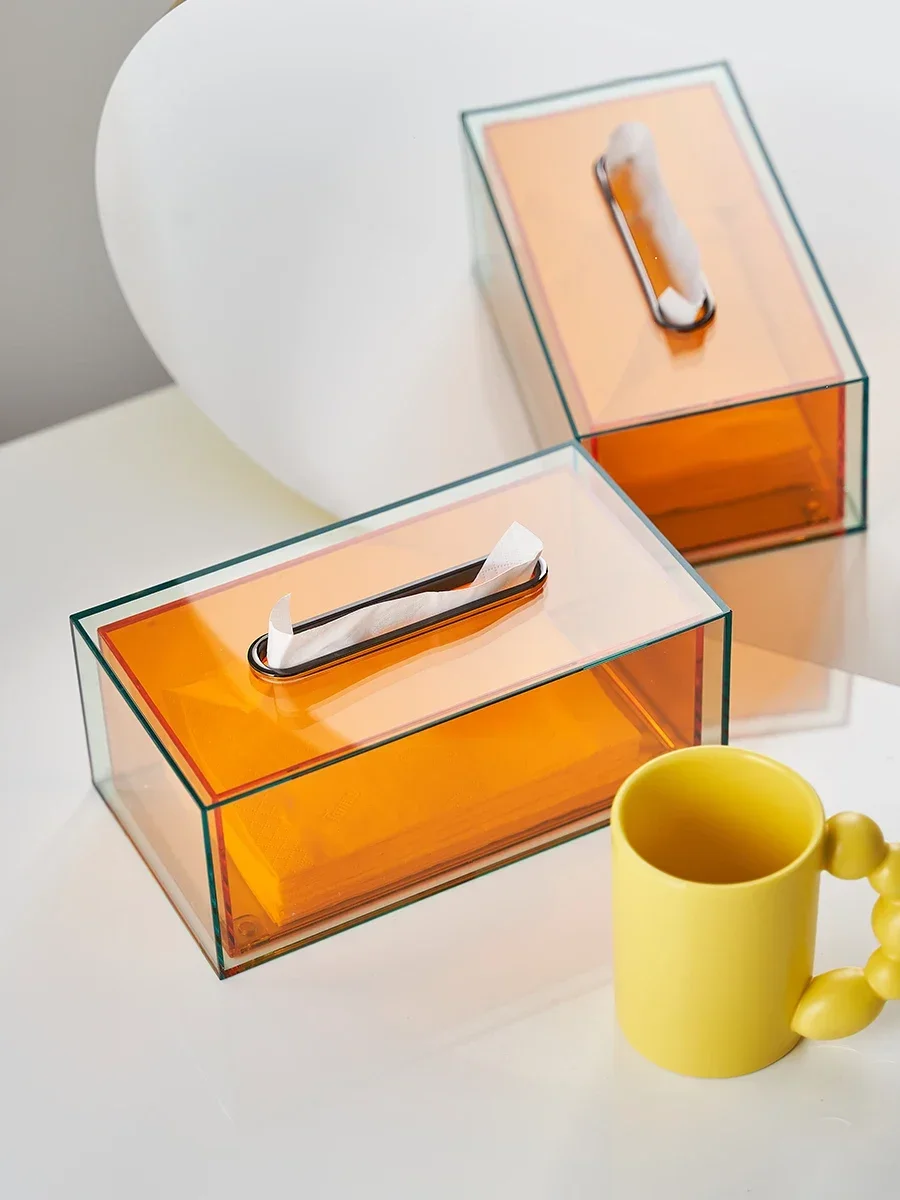 Creative Transparent Acrylic Tissue Box, Living Room Paper Drawer, Simple and Luxurious Style Storage Box, Modern