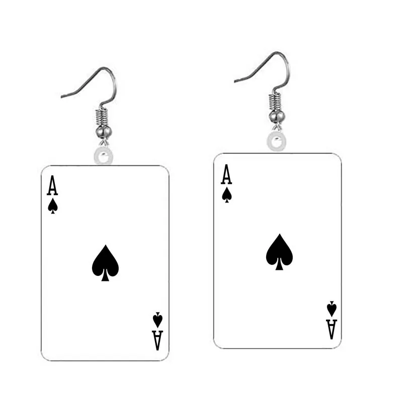 Poker Acrylic Earrings Two-sided Rectangle Drop Earrings Magic Poker Game Card Crafts Dangle Leisure Casino Game For Woman Gift