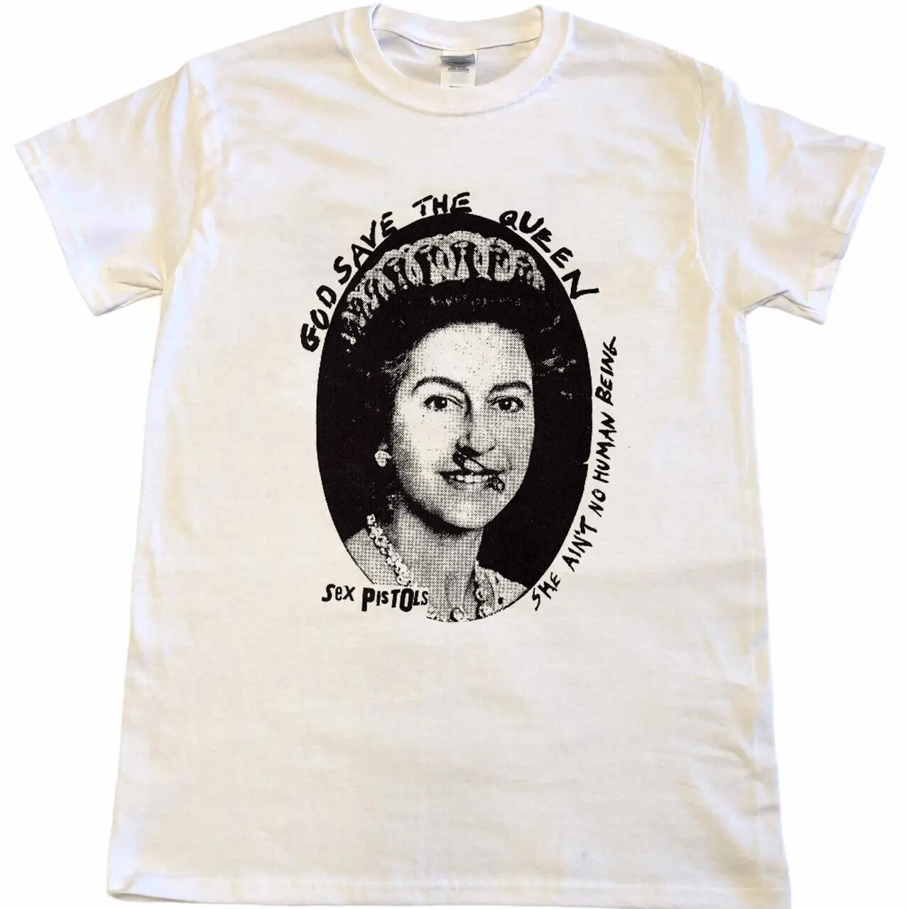 God Save The # Queen-Camiseta de manga corta Unisex, camisa blanca con pistolas sexuales, LNH7327