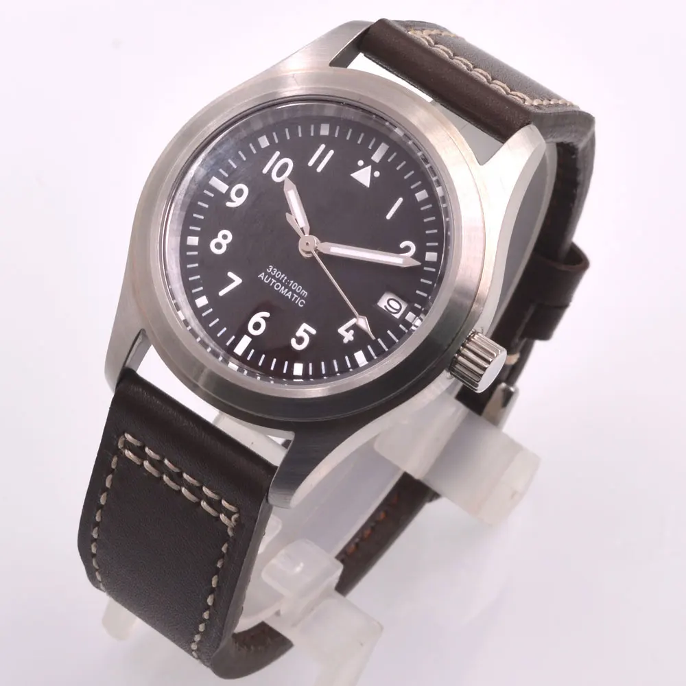 カスタム36MM/39MMサファイアクリスタルブラッシュドケースメンズ腕時計NH35自動巻き機械式メンズウォッチ