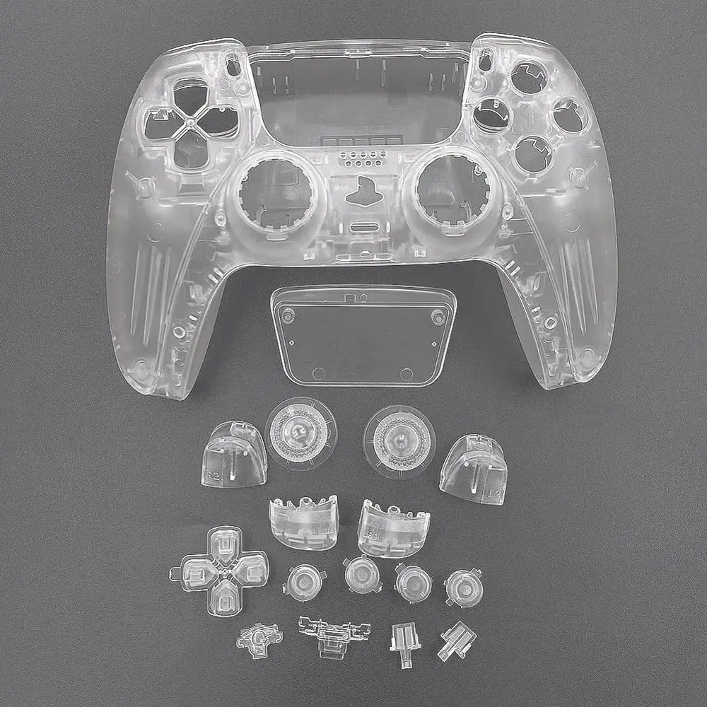 Full Set Housing Shell with Buttons Touchpad Cover, Clear Custom Replacement  Plates for PS5 Controller