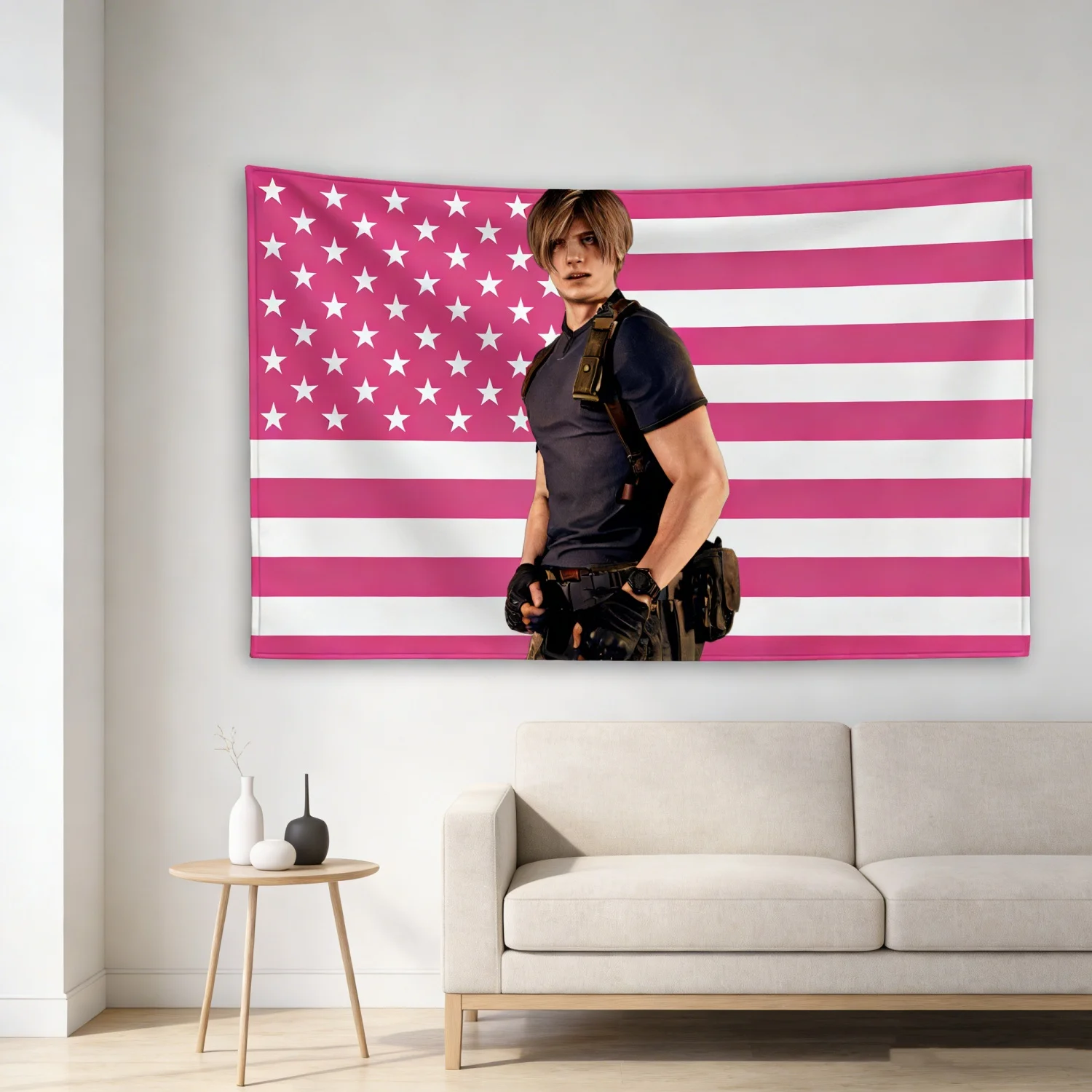 Flag -Leon Kennedy Theme Tapestry Flat Print Design for Bedroom Decor Support Display Indoor Outdoor Use Multi-Size High Quality