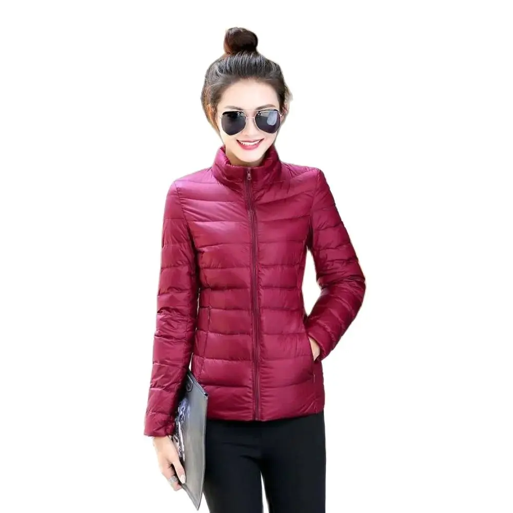 

Autumn And Winter New Light And Casual Short Cotton-padded Jacket Ladies Fashion Collar, Black Slim Ultra-light Loose Coat Women