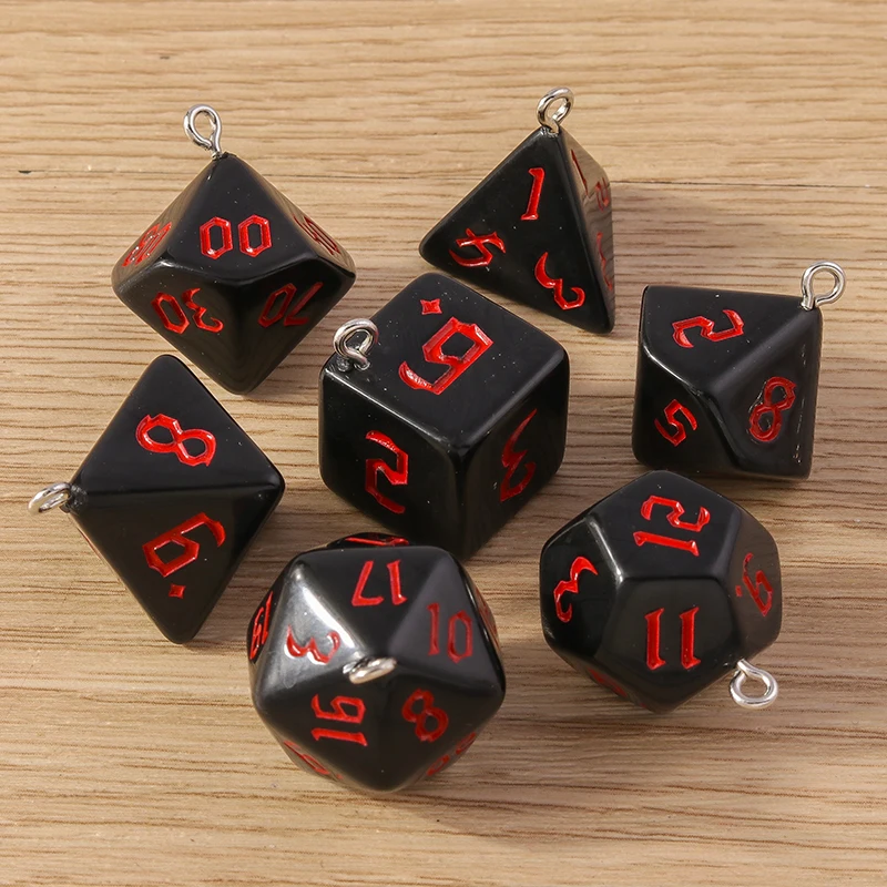 7 Stück gemischte bunte Harz-Spielwürfel-Anhänger für die Schmuckherstellung, Ohrringe, Halsketten, Schlüsselanhänger, DIY-Bastelzubehör – Detail 25