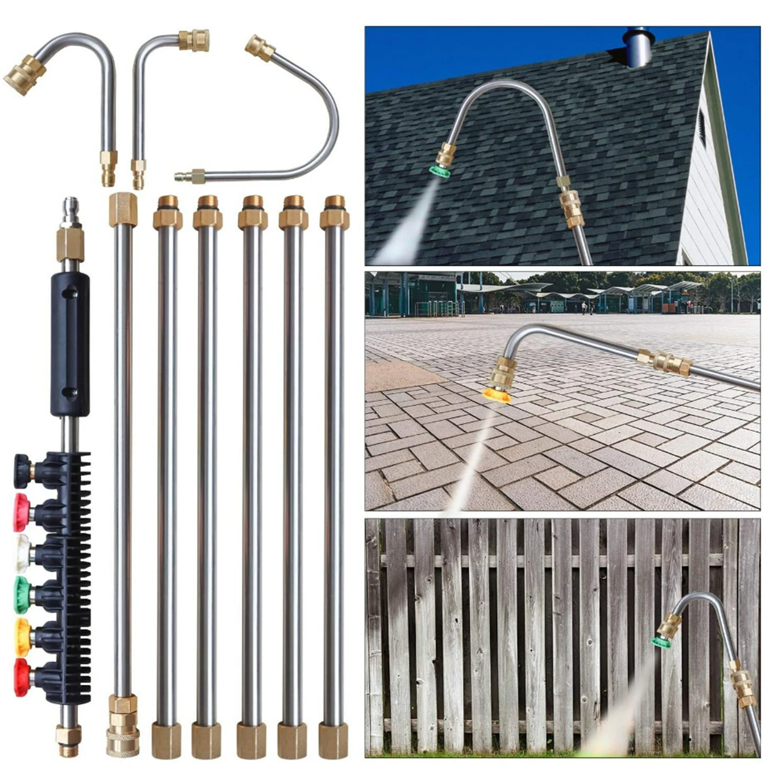 Gun Cleaning Rod - 10/8-teiliges Hochdruckreiniger-Verlängerungsrohr-Set 4000PSI Spritzpistole mit 1/4