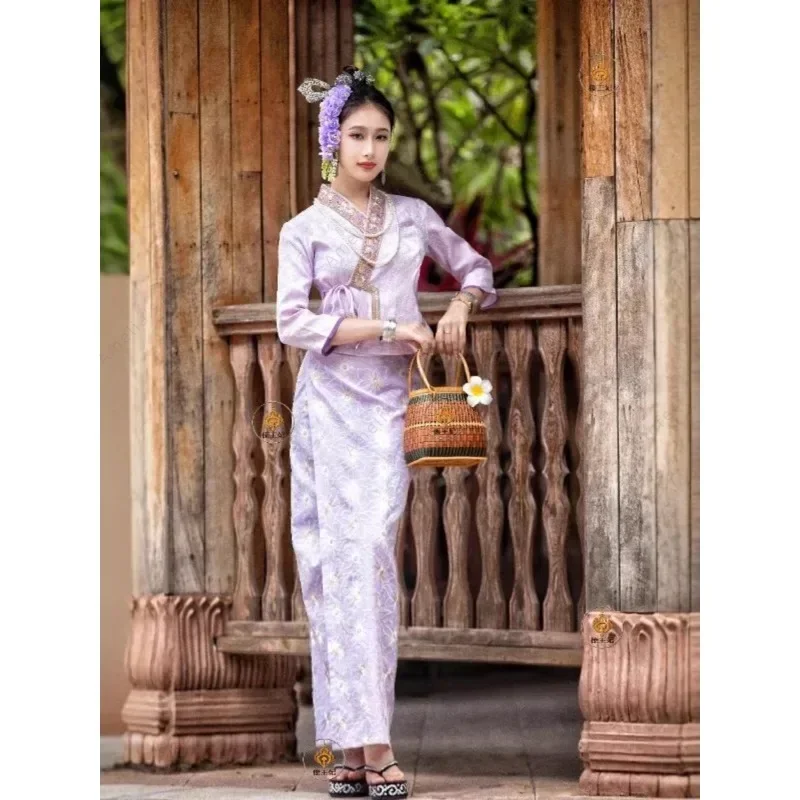 Dai Традиционная одежда в этническом стиле меньшинств, новый женский костюм, весна-лето, Таиланд, фестивальная одежда с брызгами воды, топы, юбка.