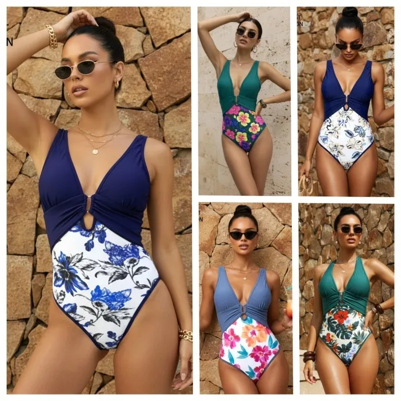 

2026 New Print One Piece Swimsuit with Padded Soft Cup Tummy Control Slimming Beach Bathing Suit