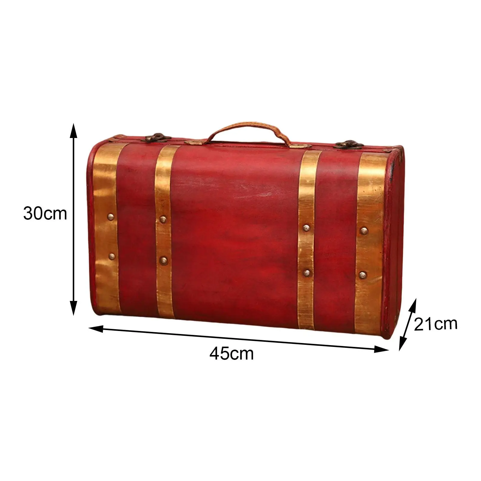 Vintage Style Keepsake Suitcase Luggage Case Photo Props with PU Leather Handle Jewelry Storage Box for Wedding Bedroom Parties