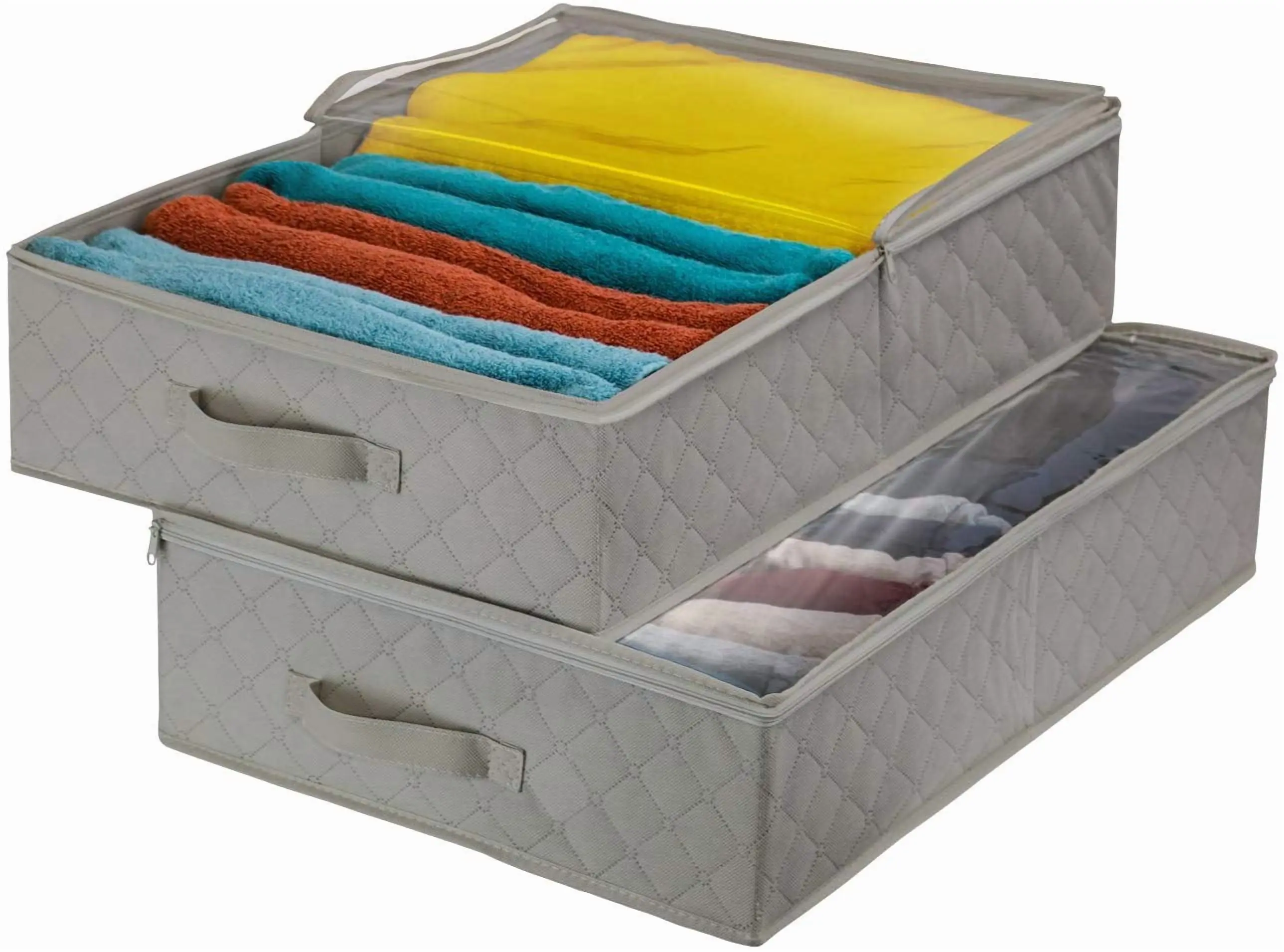

Storage Bags Closet & Underbed Organizer Set, Foldable with Handles, 2 Pack, Gray