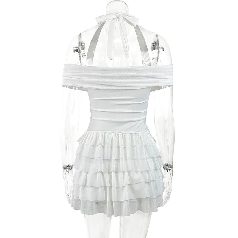 Letnie sukienki mini z odkrytymi ramionami i plecami, wiosenne sukienki imprezowe z kwiatowym wzorem, cekinami i ażurowymi detalami, seksowne sukienki damskie na ramiączkach typu halter, plisowane sukienki w kształcie litery A.