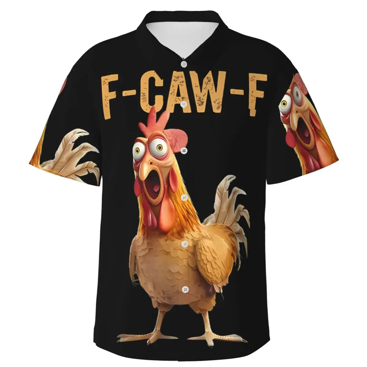 Hawaii Shirt Beach F-Caw-F Quote Rooster Meme Blouses Trendy Casual Shirts Man Short Sleeve Korean Fashion Oversized Tops