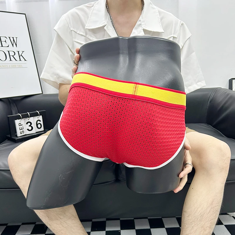 3Pcs Mixed Colors Mesh Low Waist Men's Briefs Simple Sports Breathable Underwear Men Fashion Sexy Triangle Underpants Panties