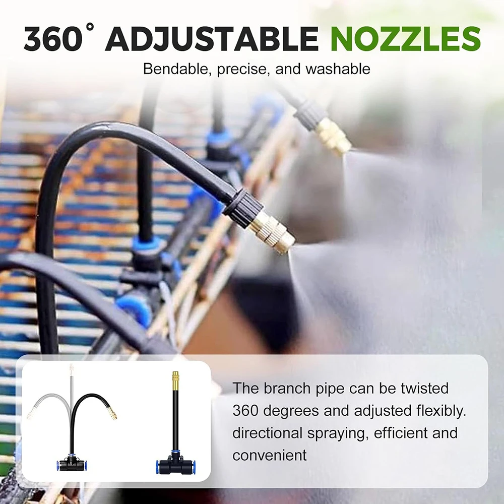30M/100feet Garden Watering System Self-priming Pump 360° Bendable Mist Brass Cooling Sprinkler Drip Irrigation Kit Pot Bonsai