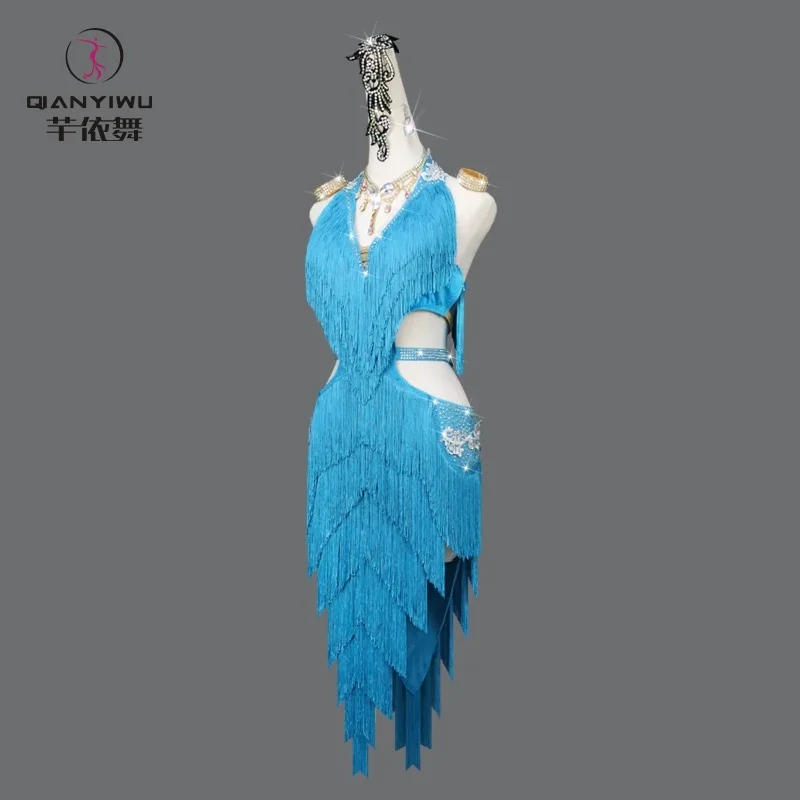 Novo vestido de dança latina sexy feminino salão franjas saia profissional roupas de festa ao ar livre meninas prática wear terno baile samba