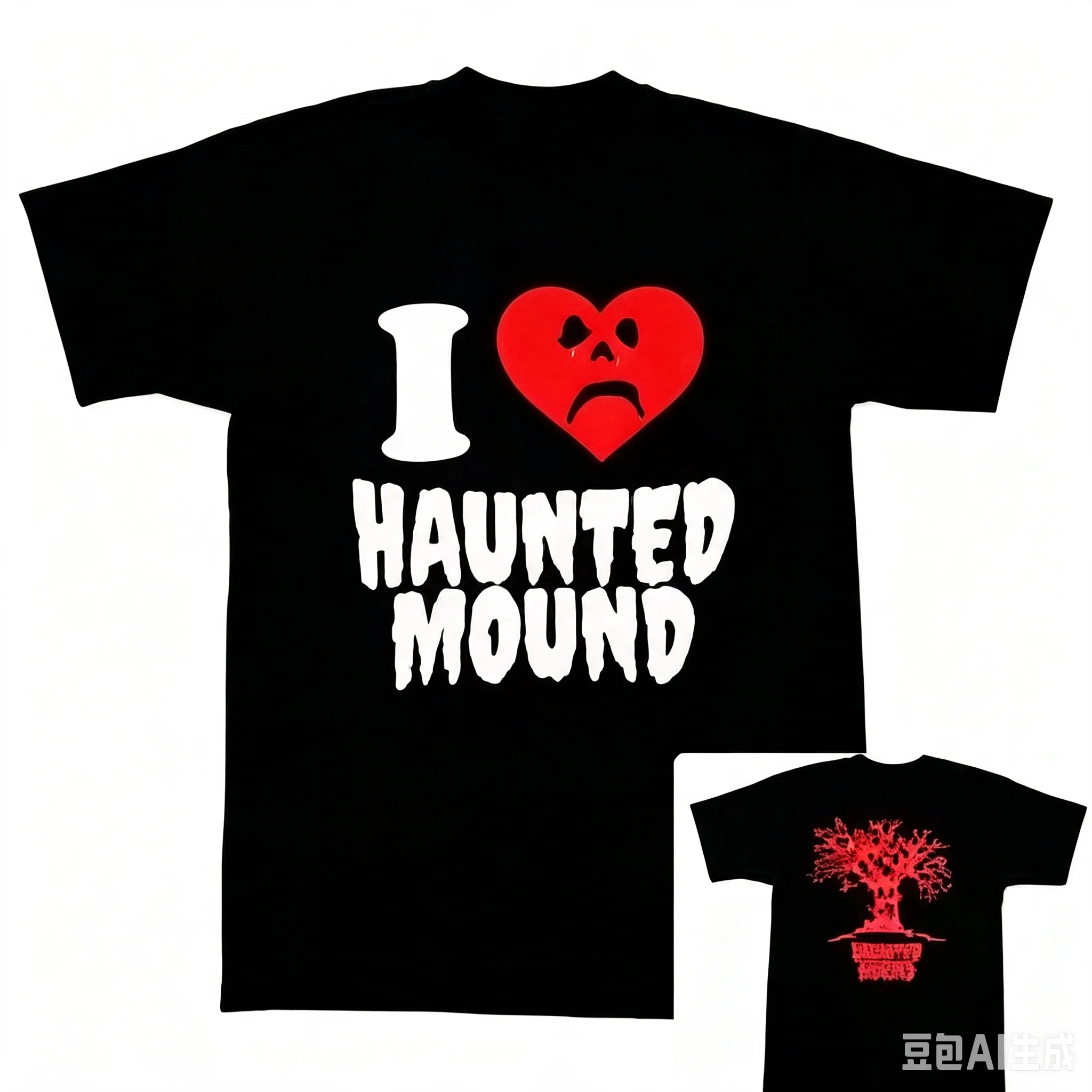 26Haunted Mound Spooky Tree Pumpkin Print T-Shirt Men Gothic Streetwear Short Sleeve Horror Rap Fan Tees Cemetery Graphic Tops