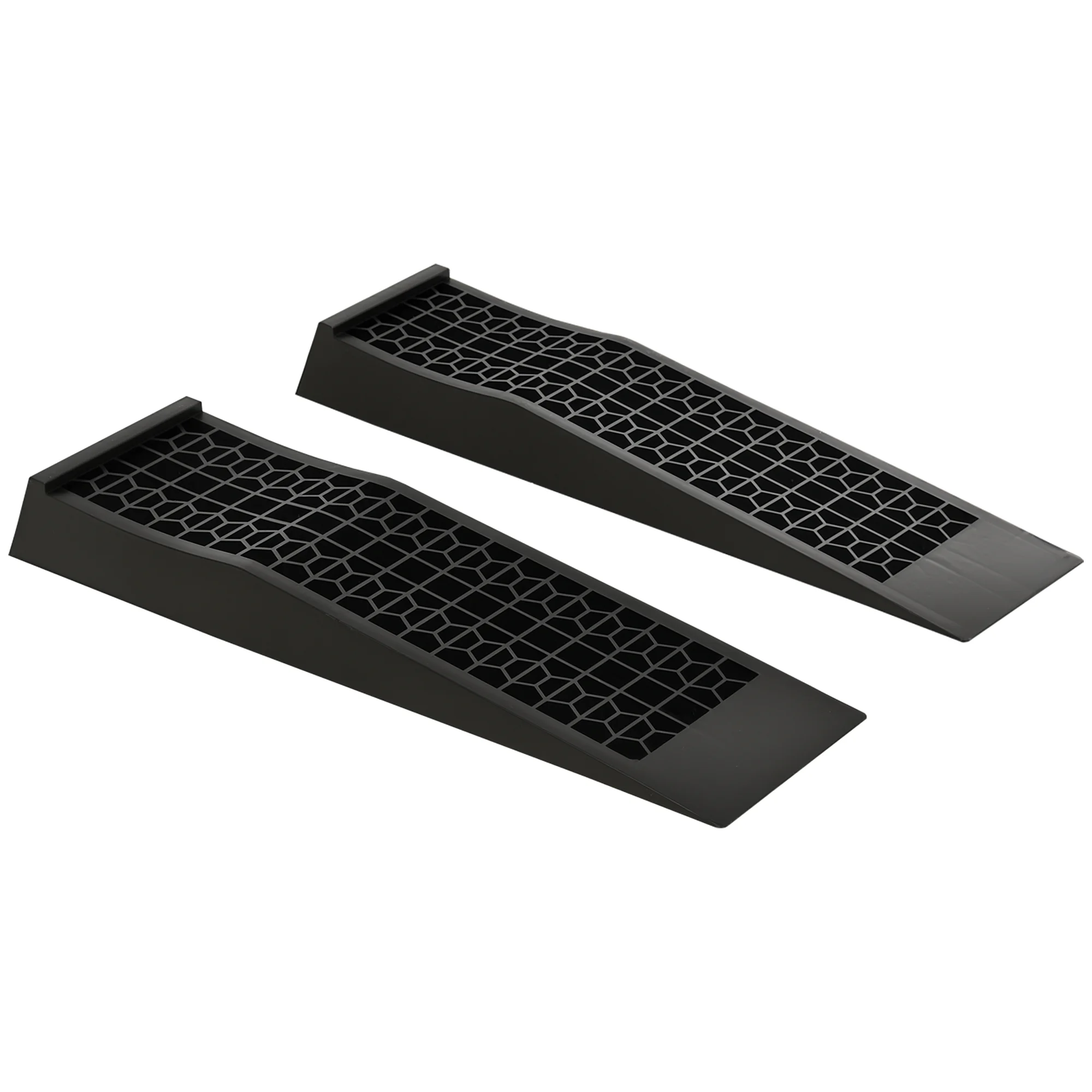HOMCOM Set di 2 Rampe per Auto e Veicoli Utilitari, Rampa per Carichi Pesanti, 3 Rampe per Caravan e Camper 70L x 19,5l x 7,8H cm PP Nero