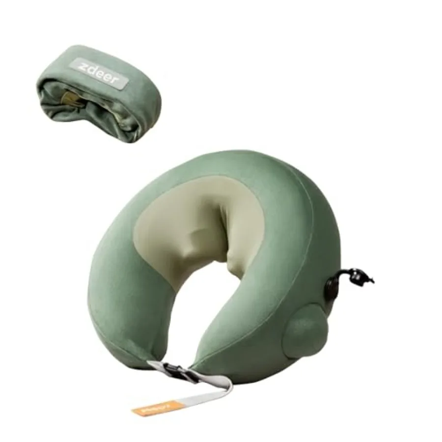 

Inflatable Neck Massager for travel and home use PVC black U-shaped air pillow with 3D vibration massage heads, USB-C rechargea