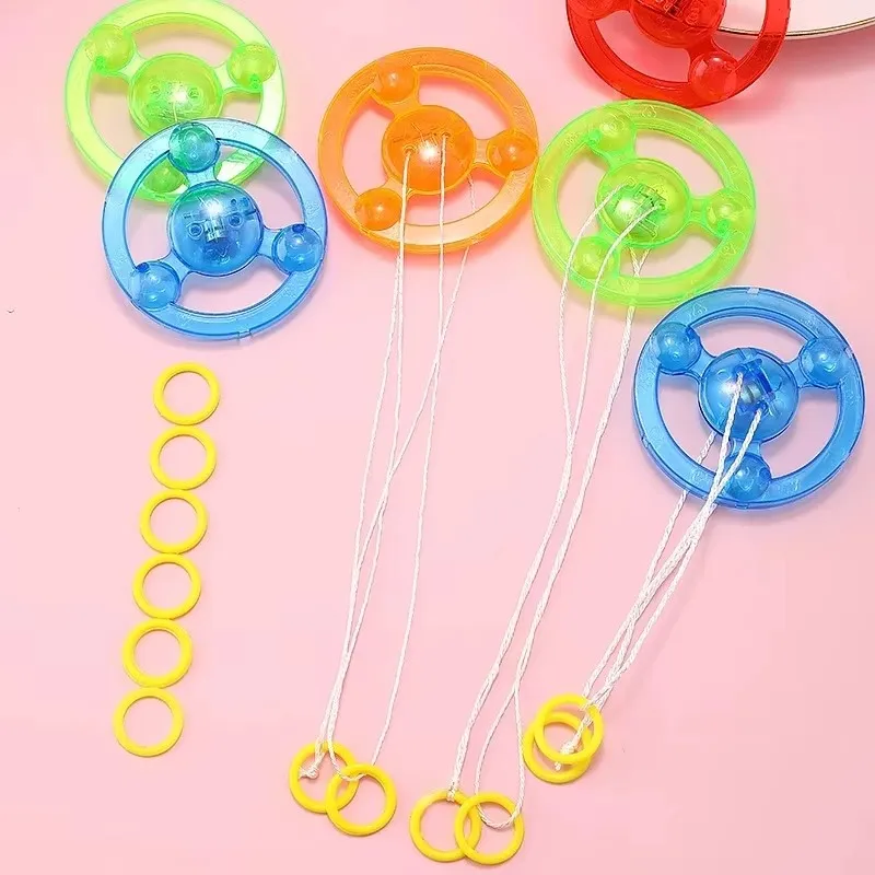 5pcs New Luminous Hand Pull Luminous Flashing Rope Flywheel Toy Led Light Toy Novelty Children Flywheel Flash Gyro Gift Toys view 5