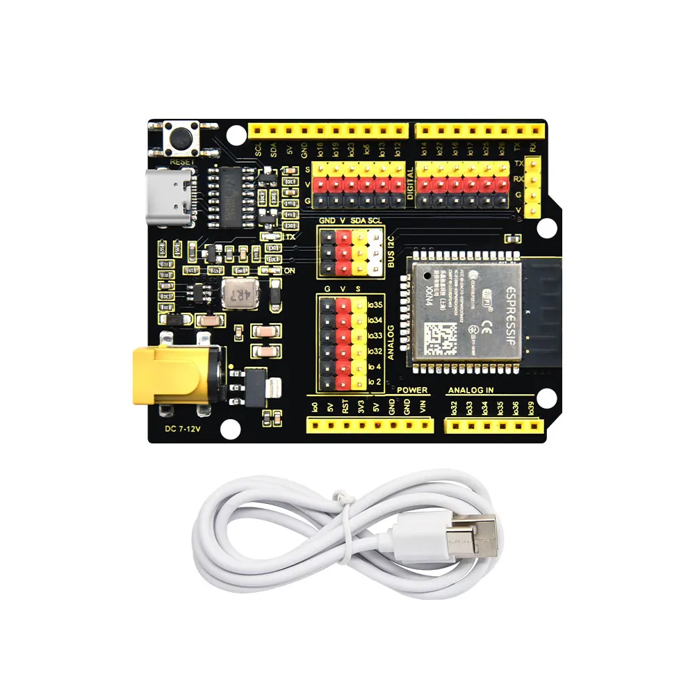 Keyestudio IOT ESP32 PLUS Development Board WROOM-Module WIFI+Bluetooth Compatible Arduino UNO With FreeRTOS  System+Type C USB